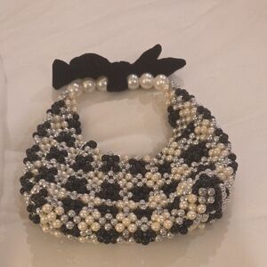 Pearl & Black Beaded Statement Necklace